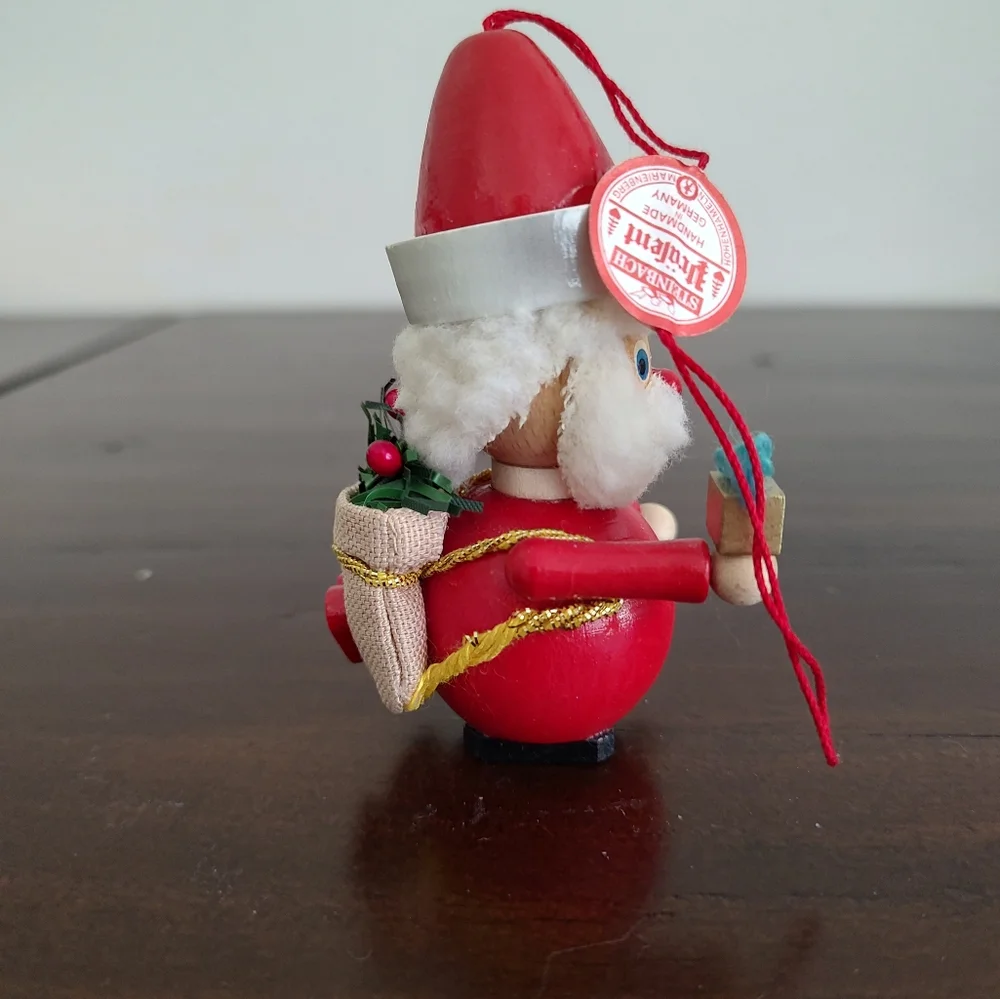 Vintage Steinbach Christmas Ornament Santa With Gift German Wood